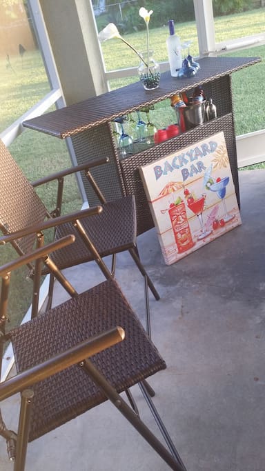 Screened in backyard lanai
