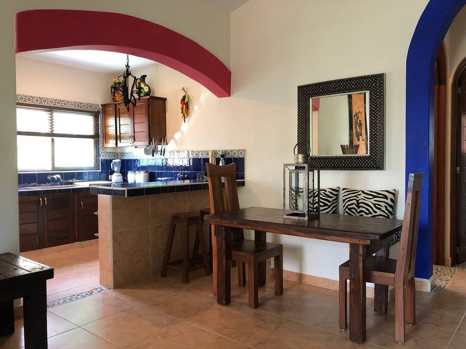 Inside dining and fully stocked kitchen