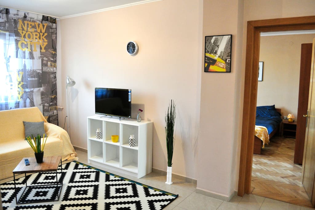 Living room with view to one of the bedrooms
