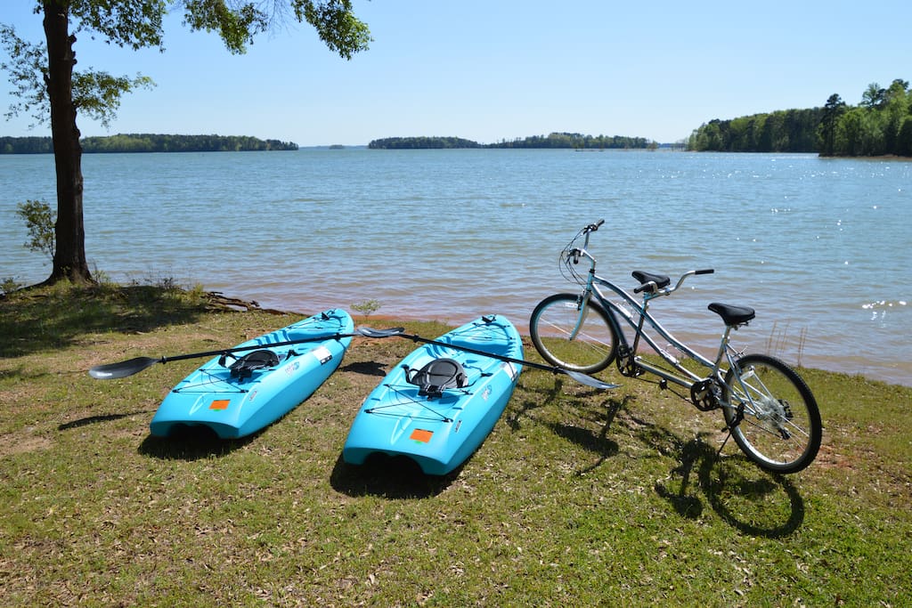 Need to get out? Hop on our kayaks to explore Lake Hartwell or take the tandem bicycle next door to Sadlers Creek State Park