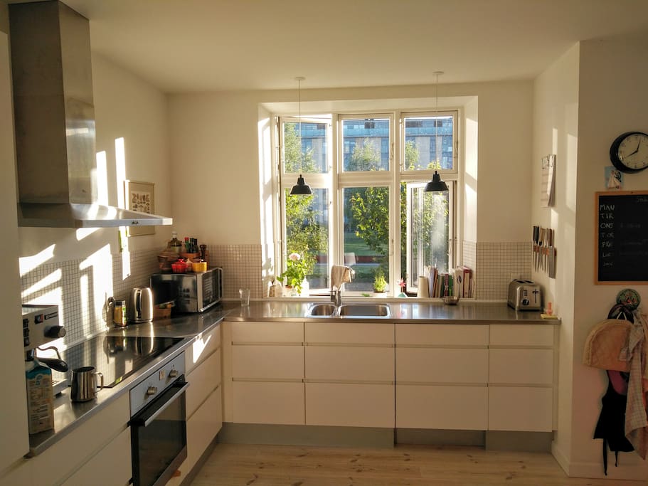 Kitchen with summer evening sun.
