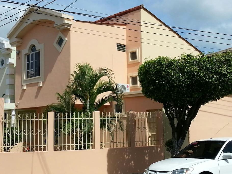 This is the outside. It's located on the corner.