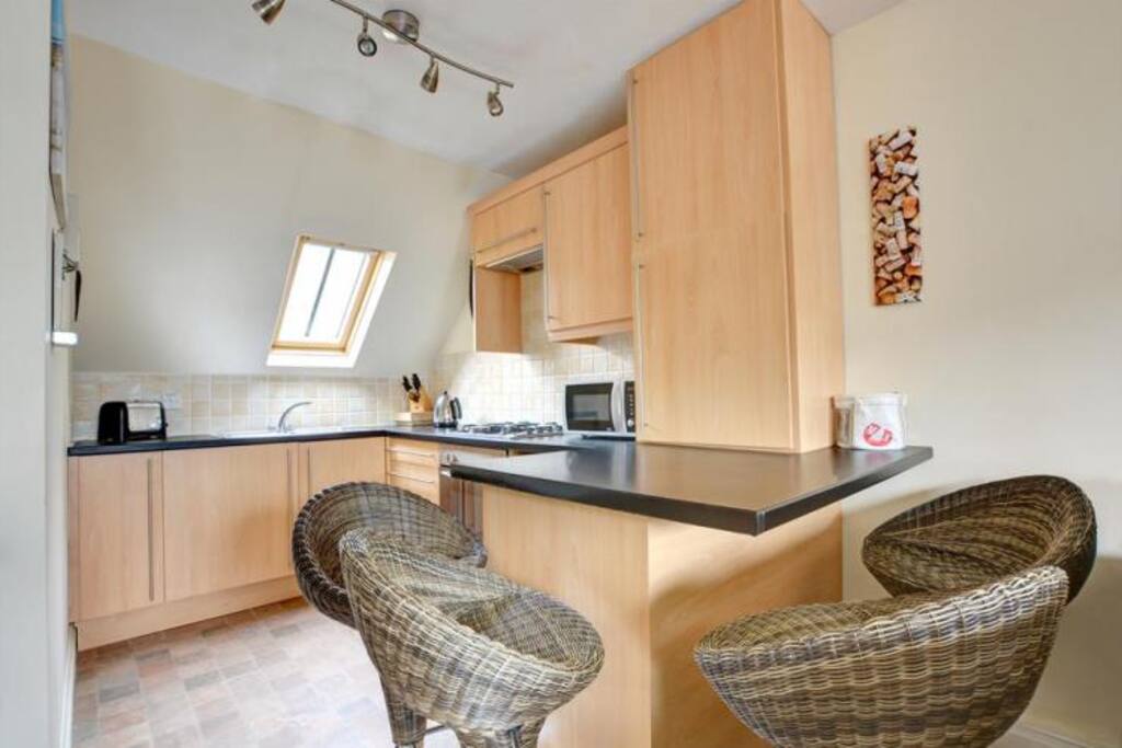 Modern kitchen area.