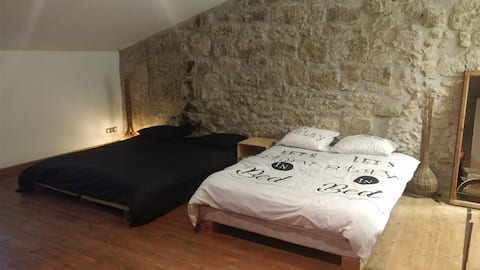 Nice room in a renovated stone house.
