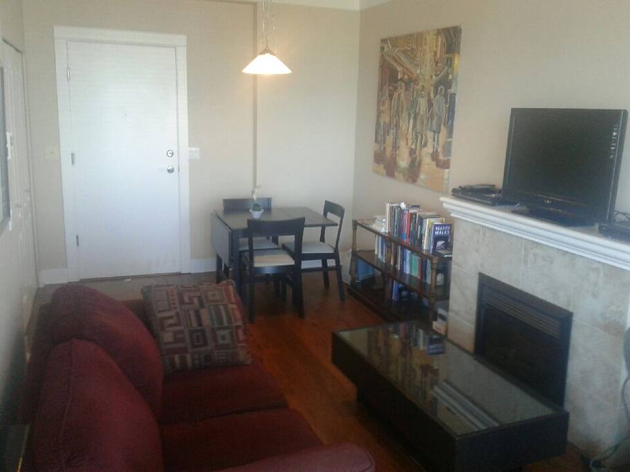 Living room with electric fireplace