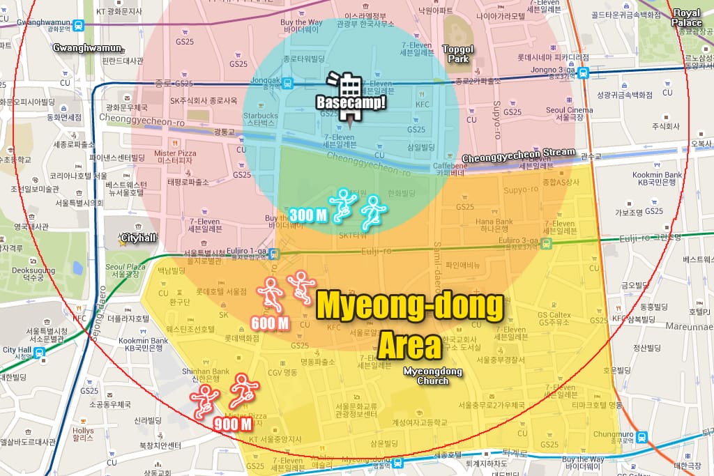 Walking distance from Myeongdong Area