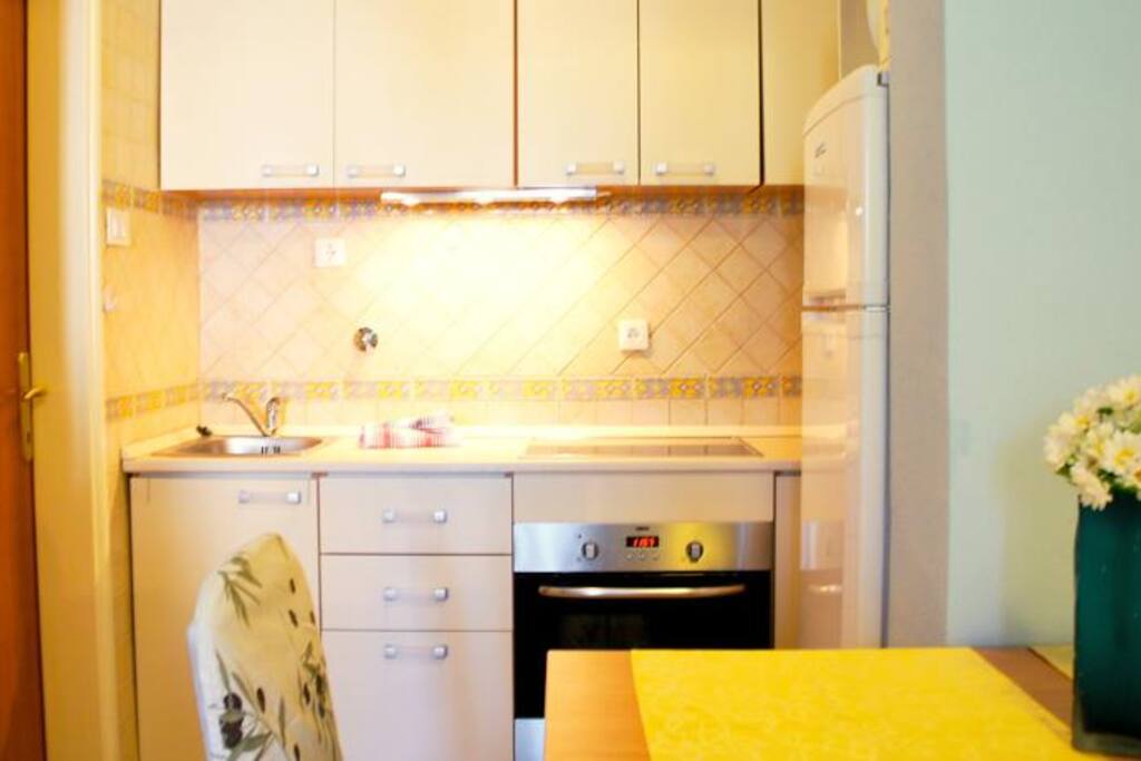 Interior of apartment:
open kitchen/dining room