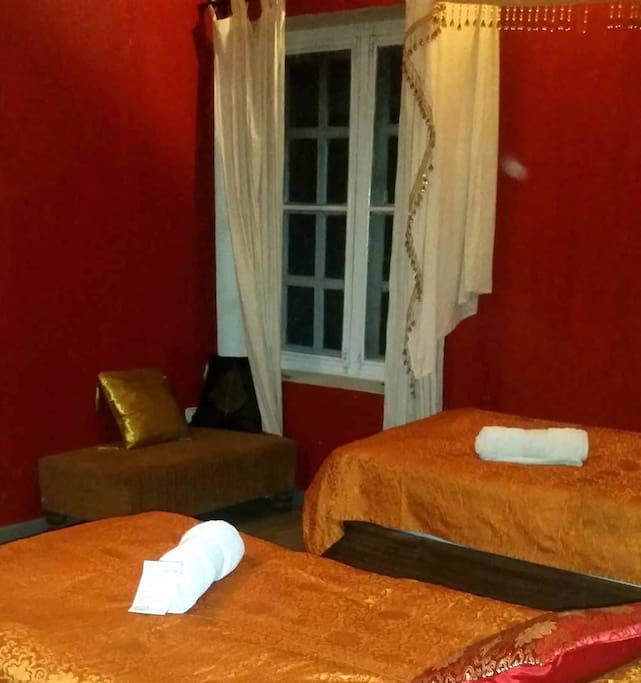 The twin beds