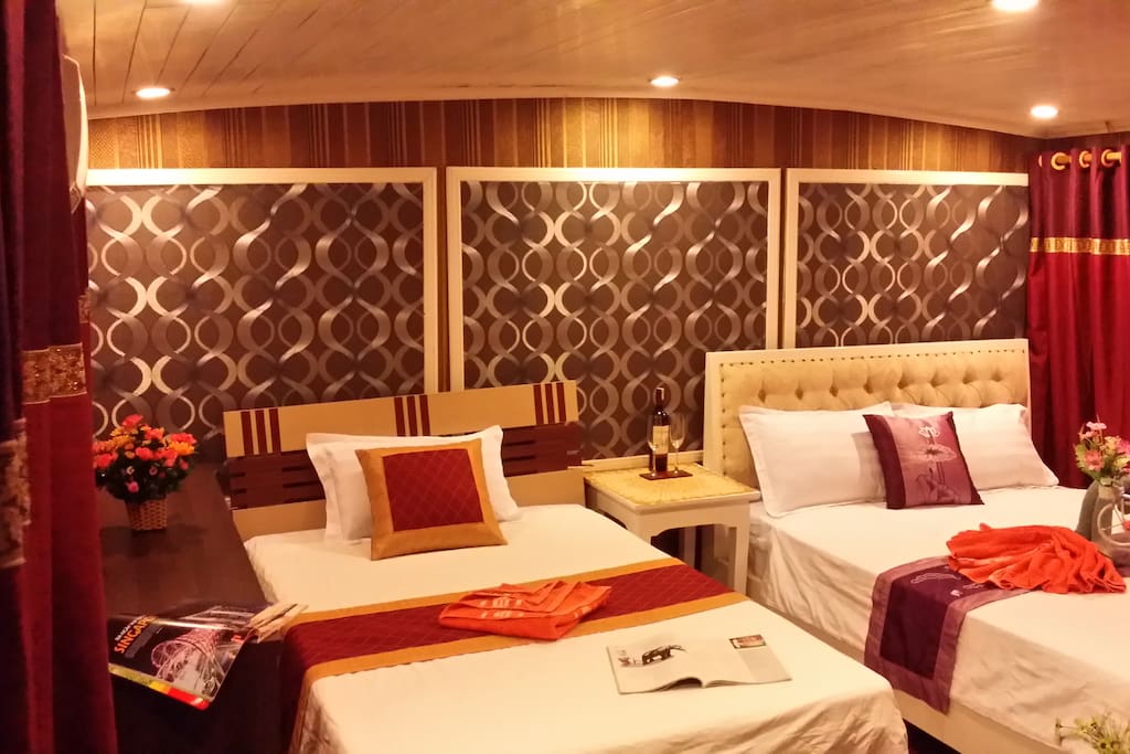 cabins with en-suite bathrooms (1 Master/King, 1 VIP/Double, 1 Double, 3 Singles)