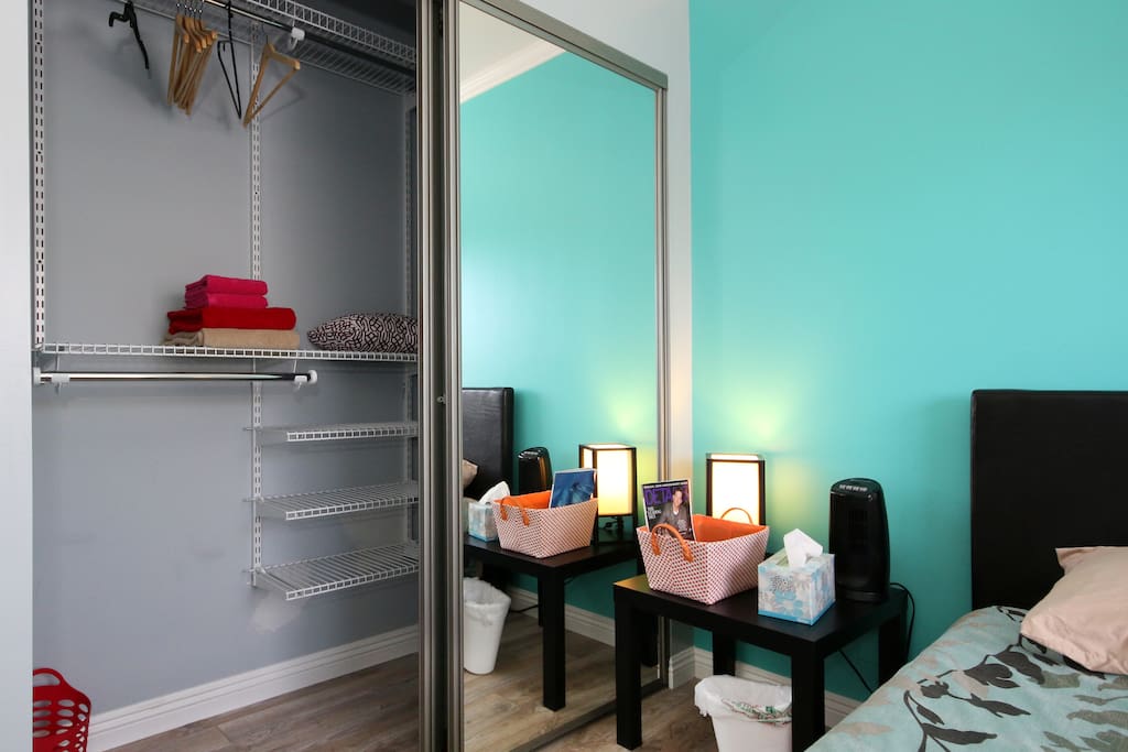 Another angle, 6ft closet with spare towels, blankets and hangers