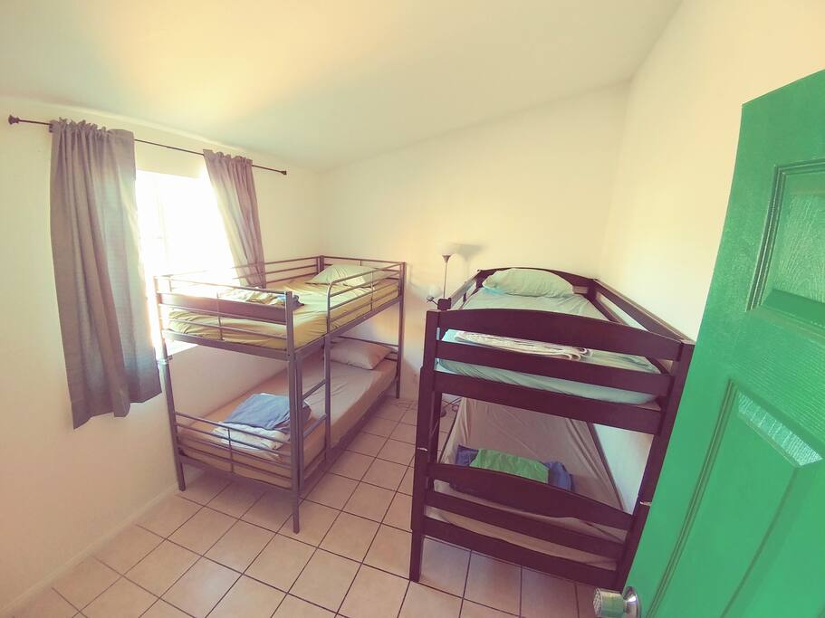 shared dorm rooms with free wifi throughout. beds are first-come-first-serve