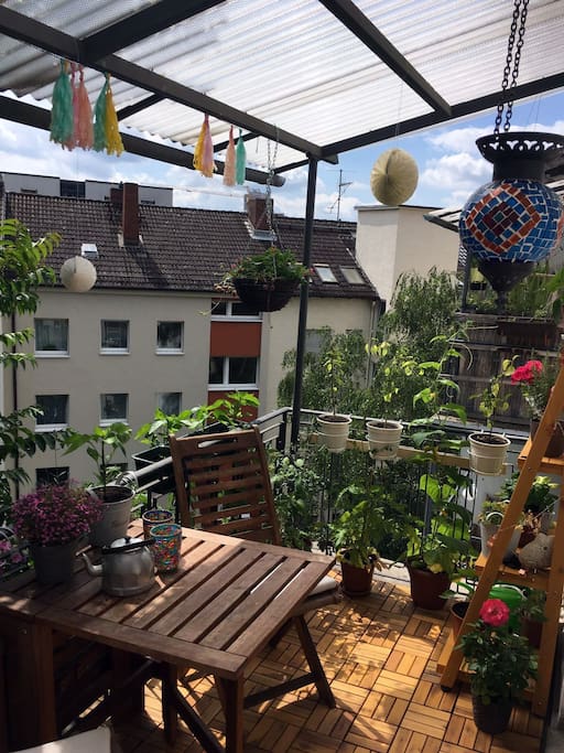 Relaxing balcony in summer
