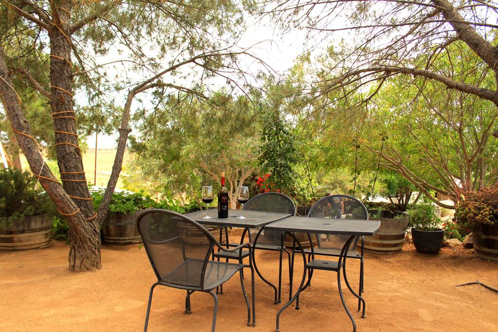 A second terrace below the house, under the pine trees with a grill (not pictured) if you feel like cooking a bbq