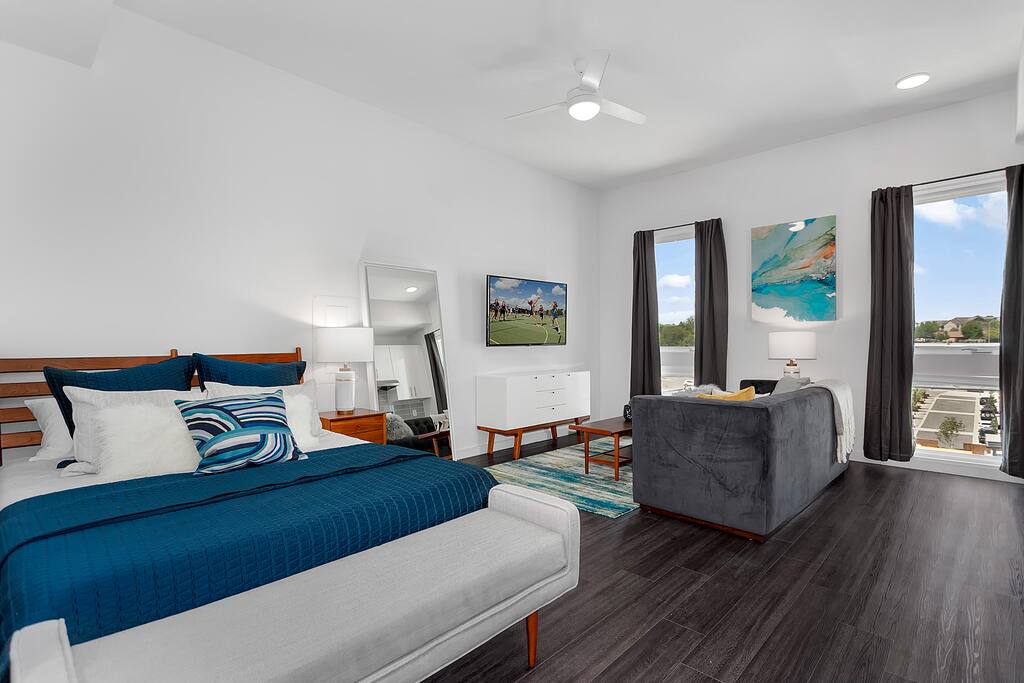 bedroom and living room