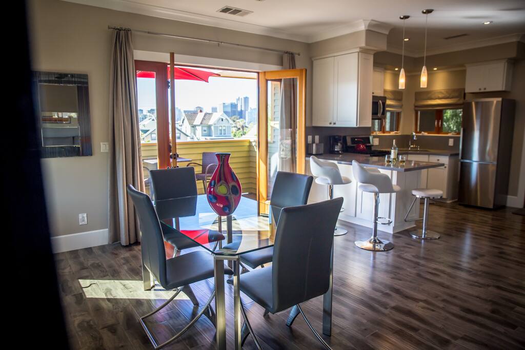 Modern, sleek, super clean and tranquil. Enjoy all the comforts of home. Central Air Conditioning and Heat.