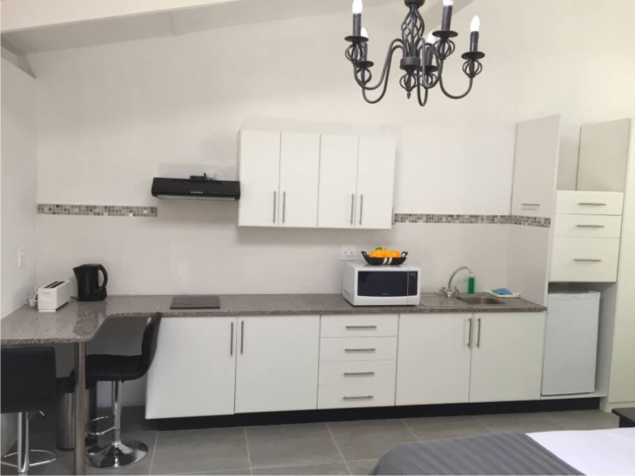 Large kitchens that are fully equipped and stocked