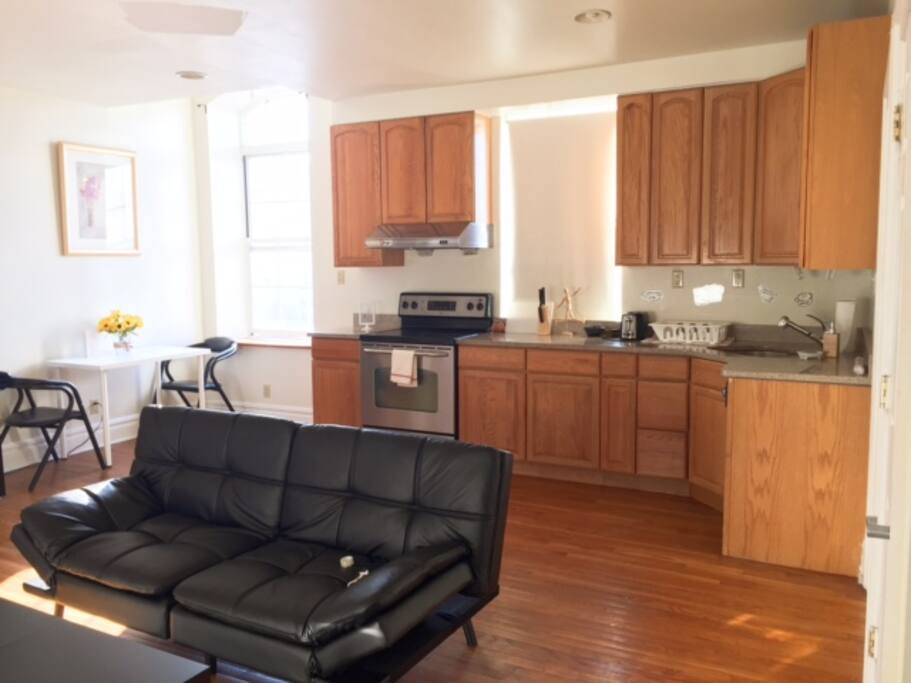 Living room with the kitchen view