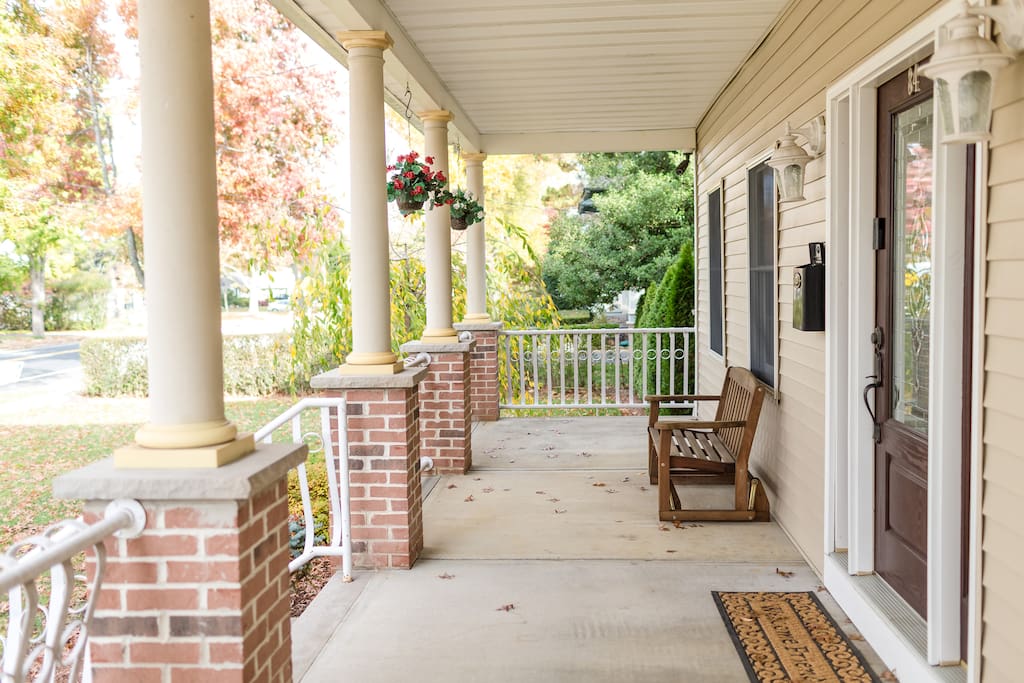 Full front porch over-looking historic Main Street