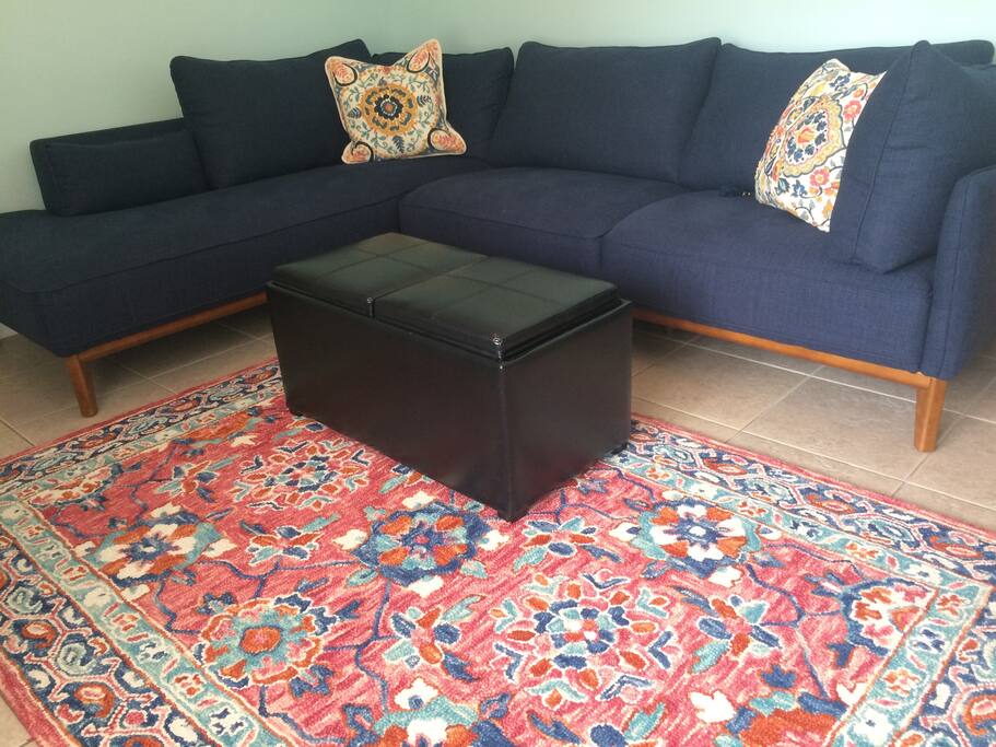 Comfy couch and a flat screen TV
