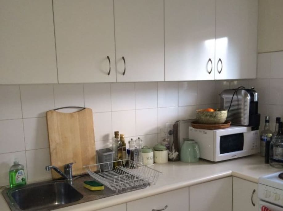 Kitchen is small but functional and you can use whatever you like :-)