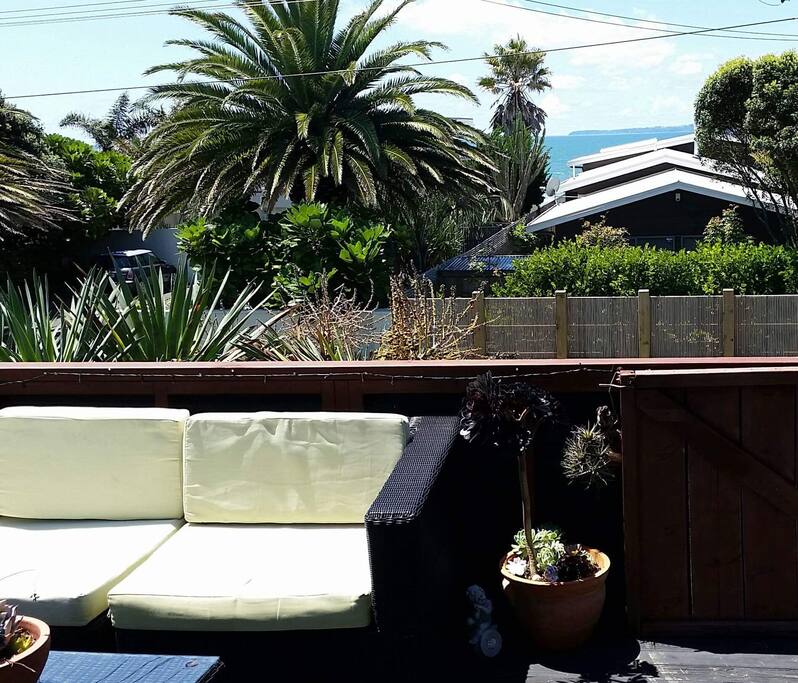 Outdoor seating with views. All you need is a glass of wine or a cold beer.