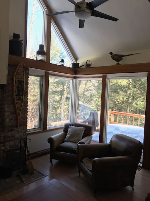 Living room with cathedral ceiling