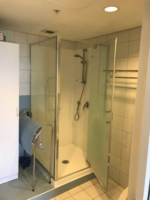 roomy bathroom with shower