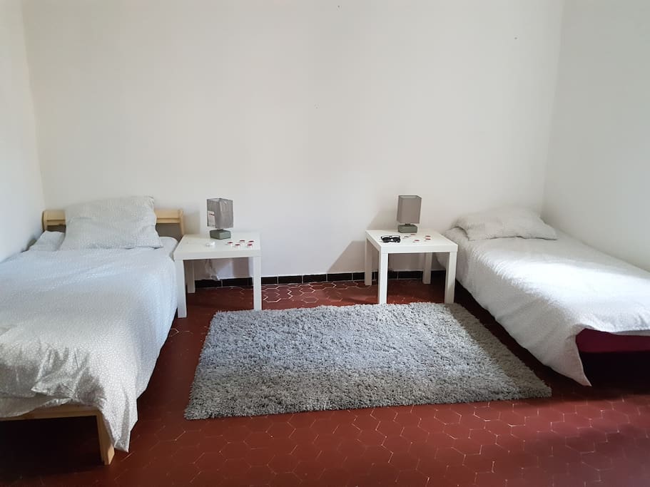 chambre avec 2 lits jumeaux idéale pour des enfants.