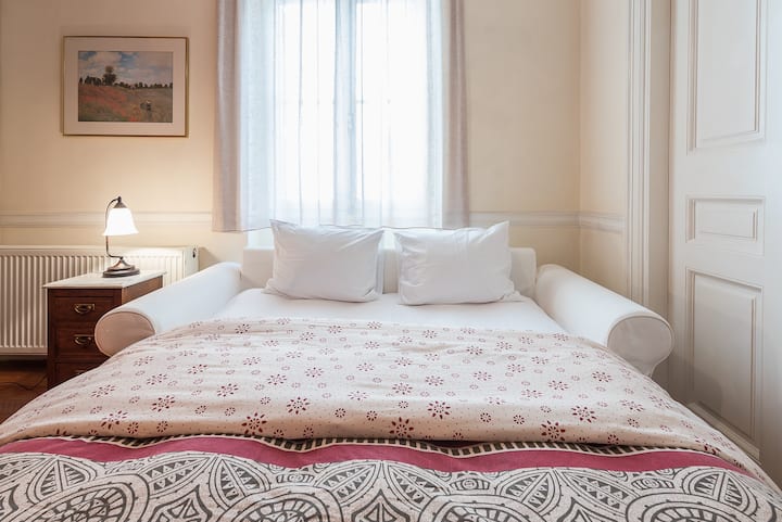 The second bedroom. Large sized sofa bed  (200 X 160 cm) with fine cocomat mattress.