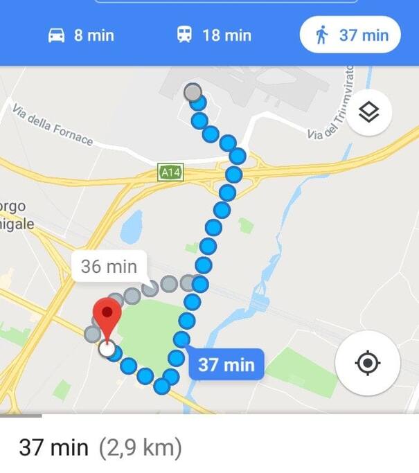 percorso consigliato da/per aeroporto (percorrendo via triumvirato)