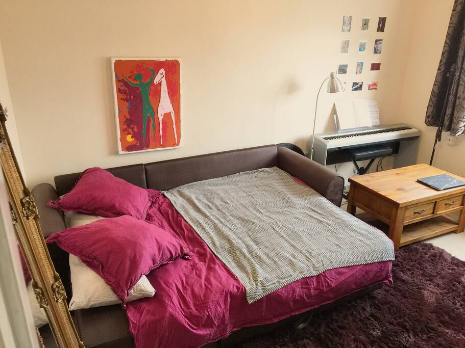 Sofa when turned into double bed.