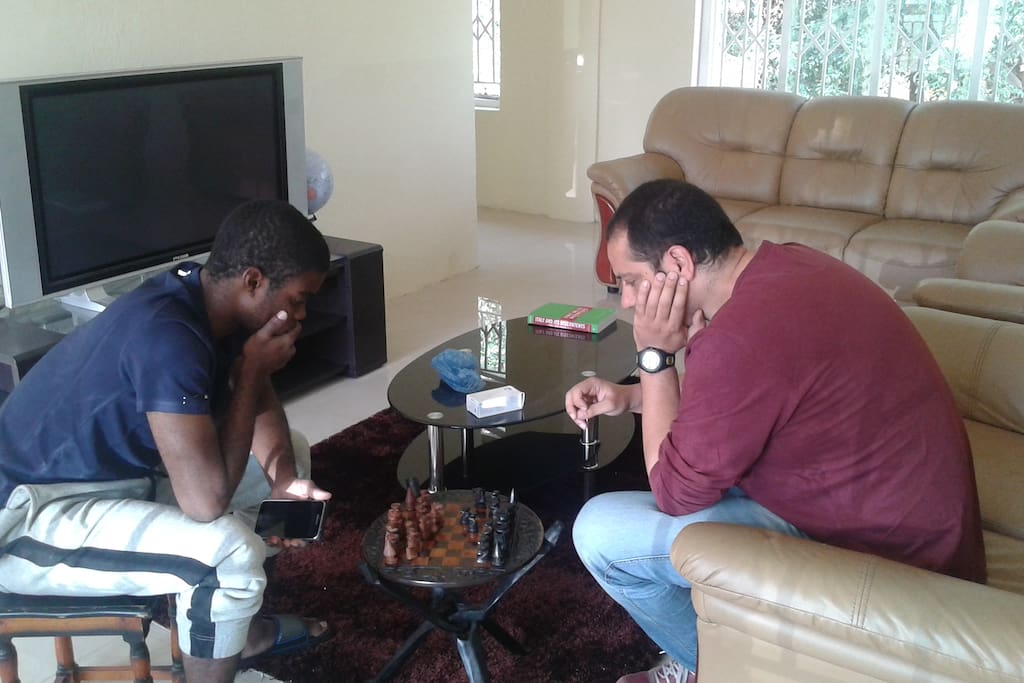 Playing chess in the common area