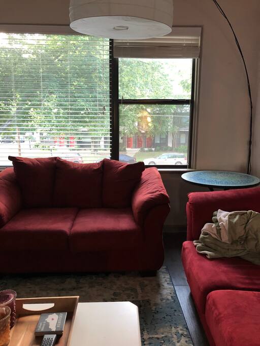 The living room where u can have a hot cup of coffee in the morning and wine at nite ❤️