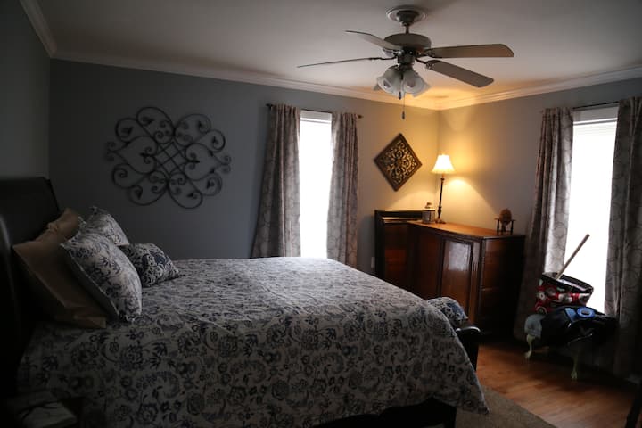 This is the "Relaxing" Bedroom, soothing colors to lull you to sleep.