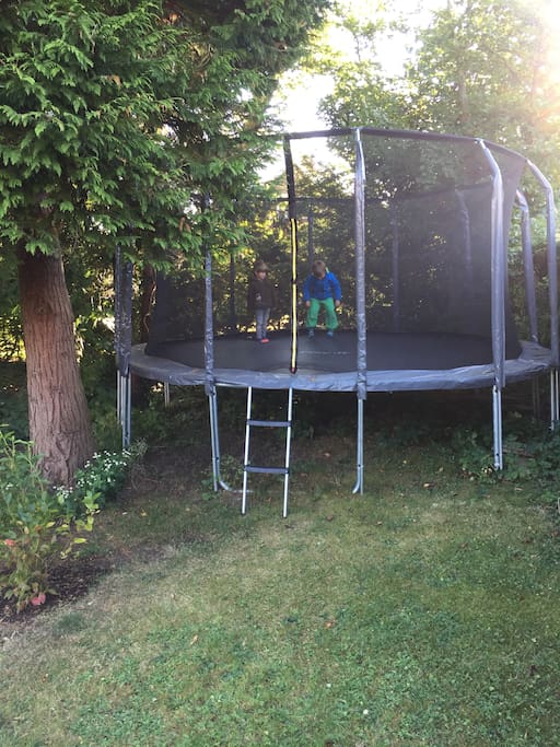 Large trampoline in the garden