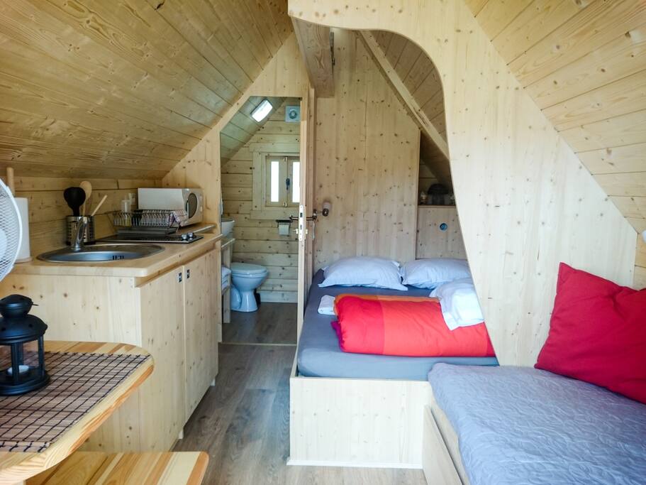 Cabane Tröll, aménagement intérieur