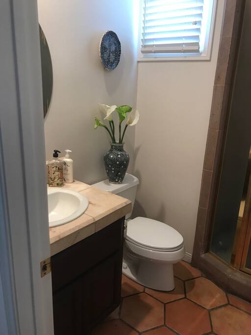 Restroom with a shower