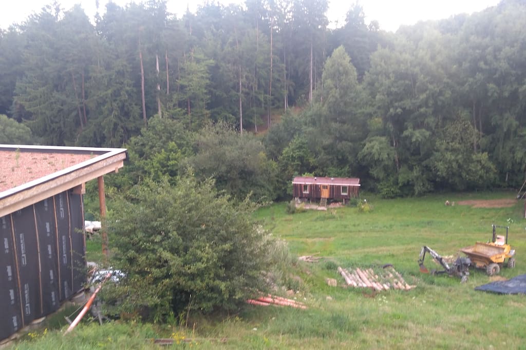 Trailer is located in small valley opposite to our house.