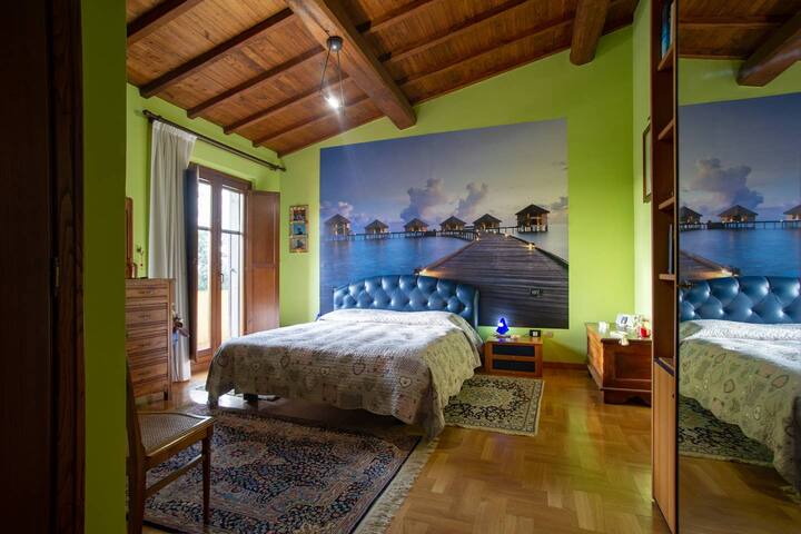 A private room in a villa with garden.