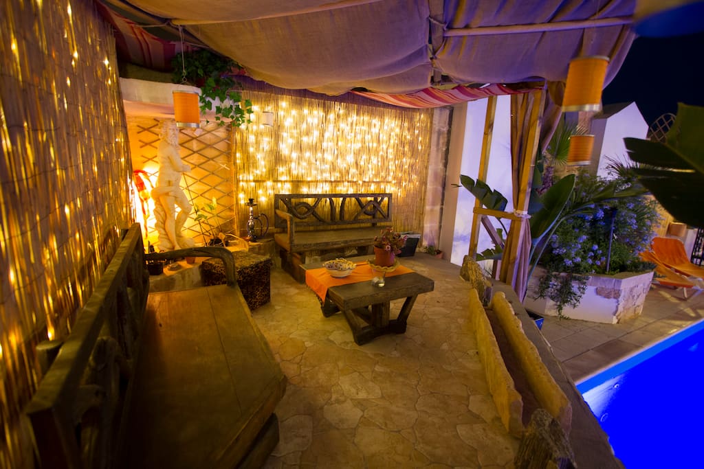 Sky Blue - chill-out area at night