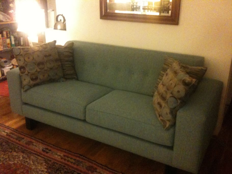 Sofa in communal living area.