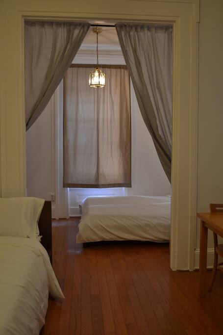 Entry to queen-sized bed