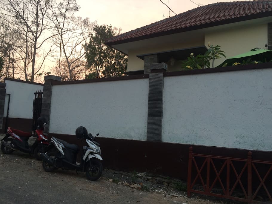 Infront of the house