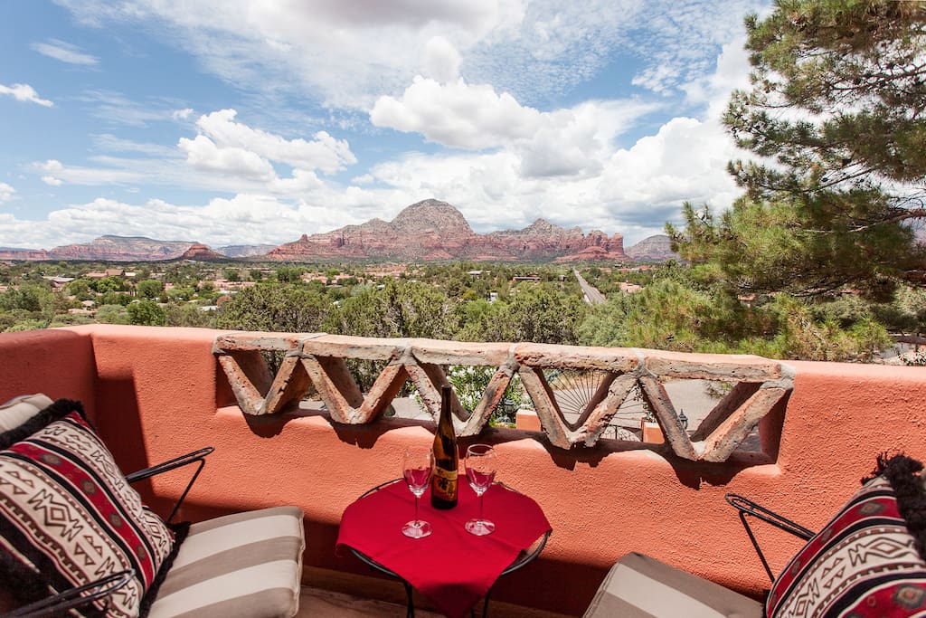 Spectacular panoramic red rock views from the balcony off of the living room.