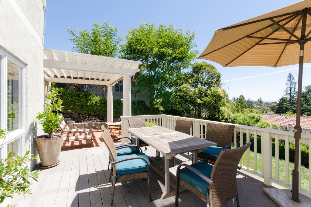 Large Deck - sunny south facing, with grill and view across east bay