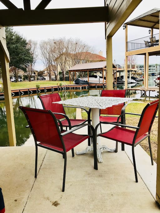 Sit down at the dock and relax by the lake