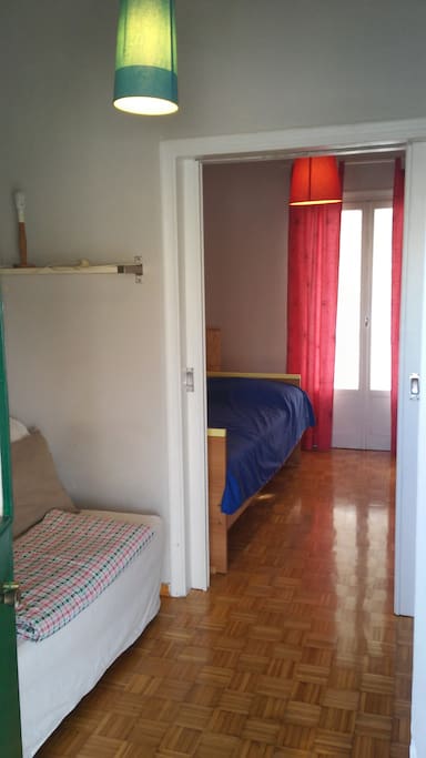 Main room.A bed and a sofa bed. Split by a door