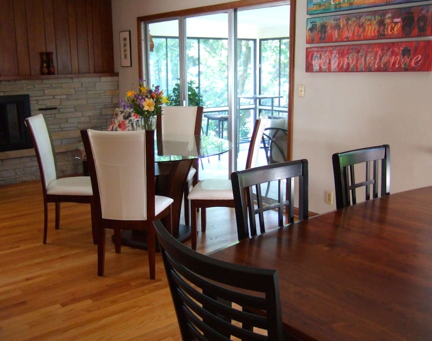 This is the communal dining area guests are welcome to use.