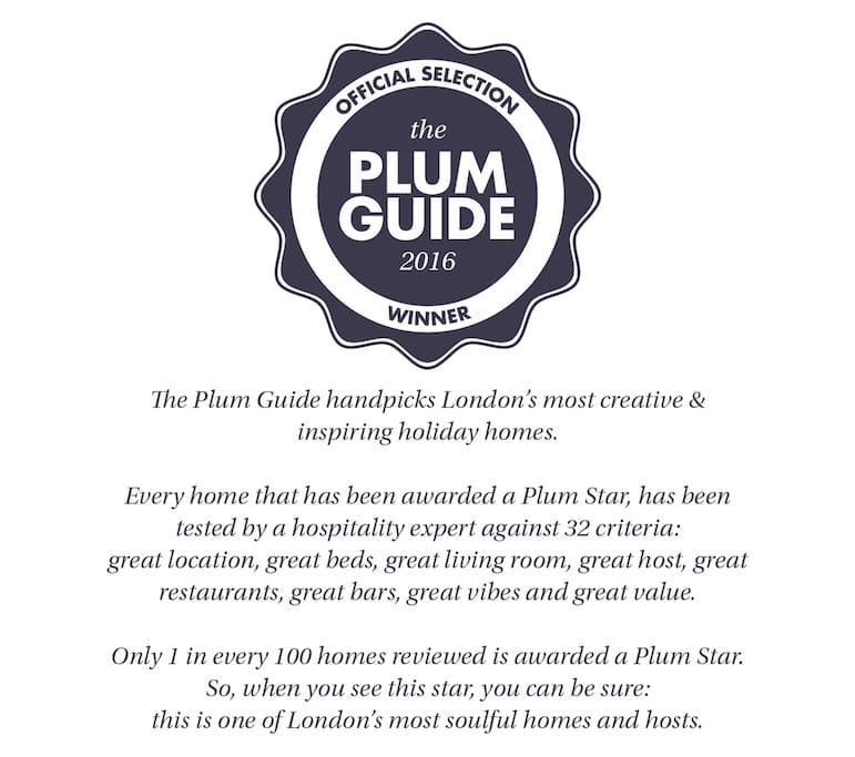 Our home is listed in the Plum Guide. Here's our diploma!