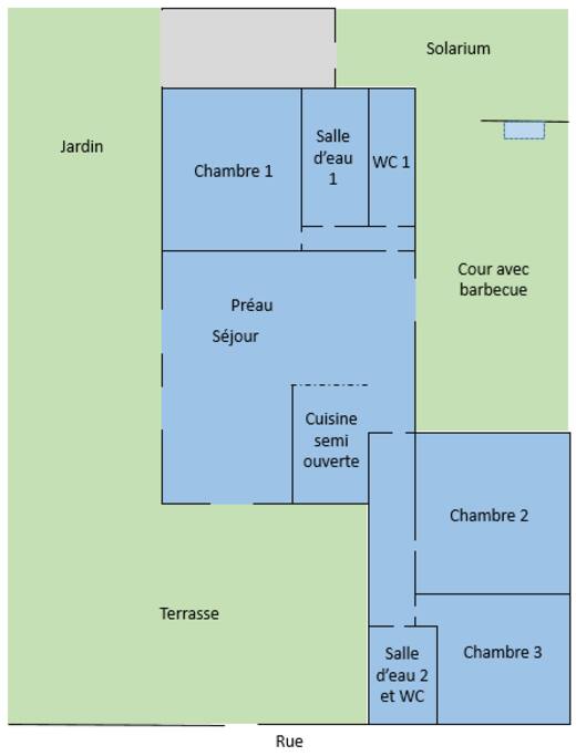 Plan de la maison et des espaces extérieurs